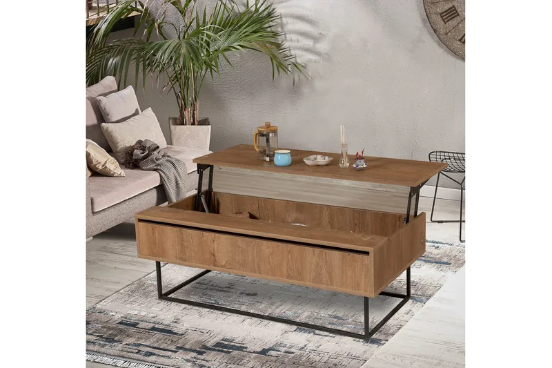 Estremoz Soffbord 120 cm med Förvaring Rum - Mörkbrun/Svart - Möbler - Bord