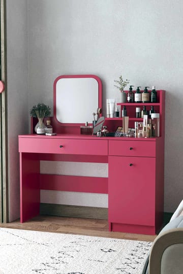 Fabrony Sminkbord med spegel 124 cm - Hallon - Möbler - Bord