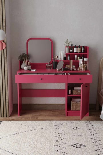 Fabrony Sminkbord med spegel 124 cm - Hallon - Möbler - Bord