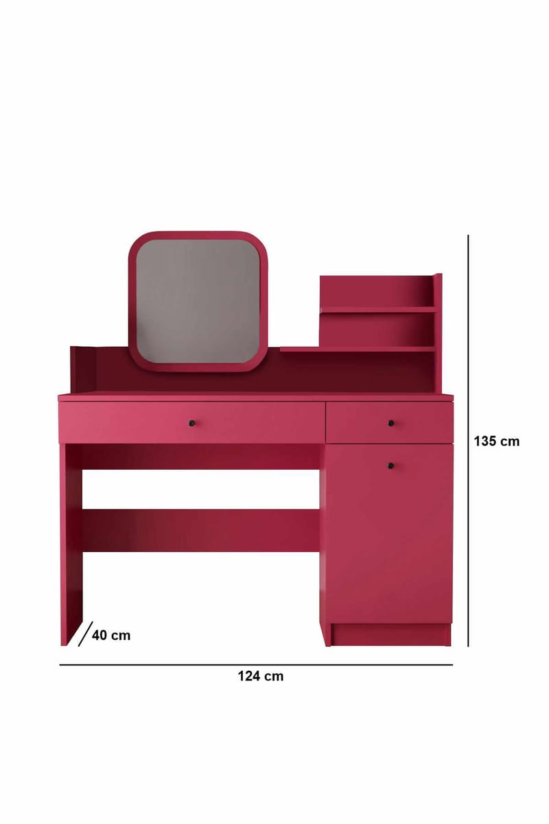 Fabrony Sminkbord med spegel 124 cm - Hallon - Möbler - Bord