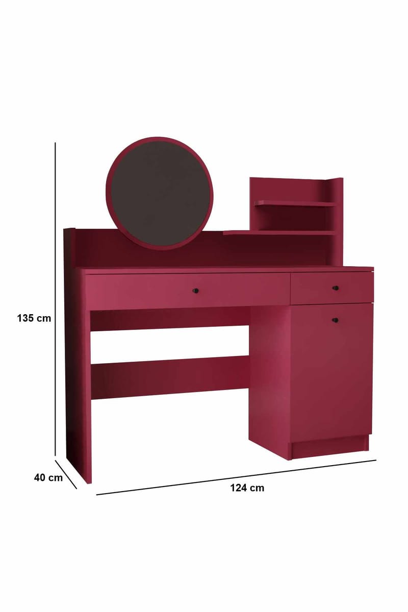 Fabrony Sminkbord med spegel 124 cm - Hallon - Möbler - Bord