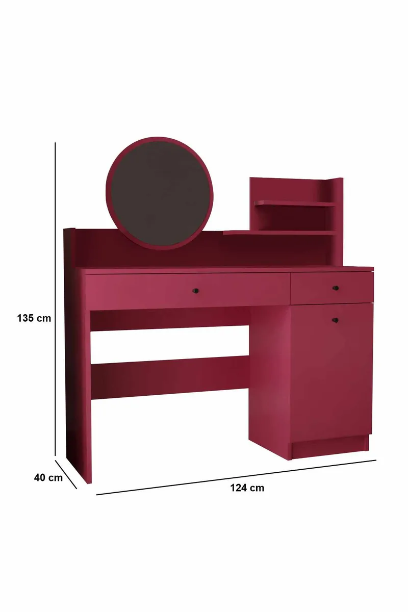Fabrony Sminkbord med spegel 124 cm - Hallon - Möbler - Bord