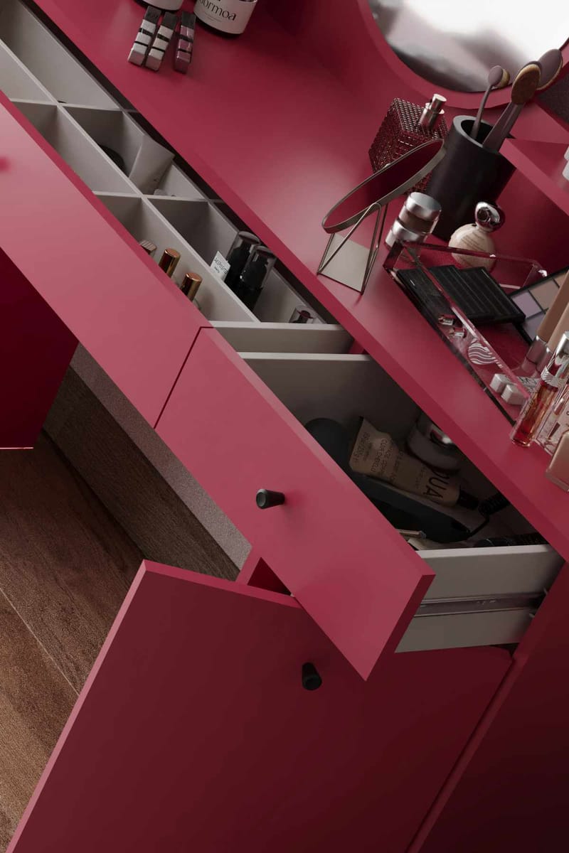 Fabrony Sminkbord med spegel 124 cm - Hallon - Möbler - Bord