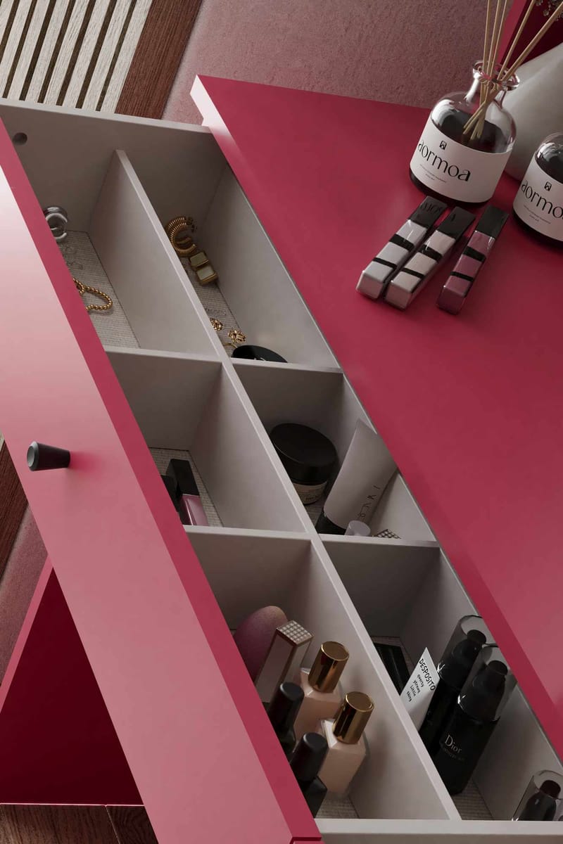 Fabrony Sminkbord med spegel 124 cm - Hallon - Möbler - Bord