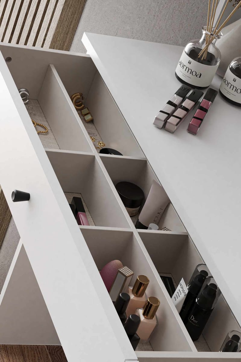 Fabrony Sminkbord med spegel 124 cm - Vit - Möbler - Bord