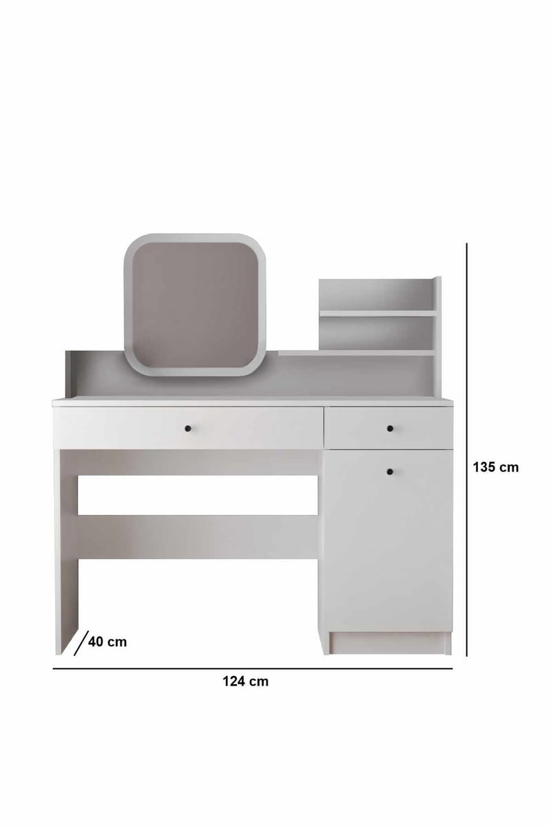 Fabrony Sminkbord med spegel 124 cm - Vit - Möbler - Bord