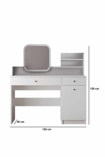 Fabrony Sminkbord med spegel 124 cm - Vit - Möbler - Bord