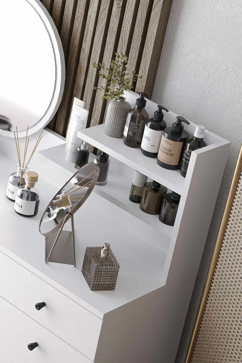 Fabrony Sminkbord med spegel 124 cm - Vit - Möbler - Bord