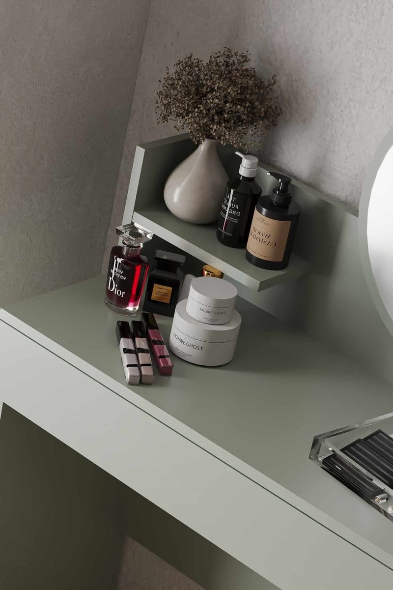 Fabrony Sminkbord med spegel 90 cm - Askgrön - Möbler - Bord