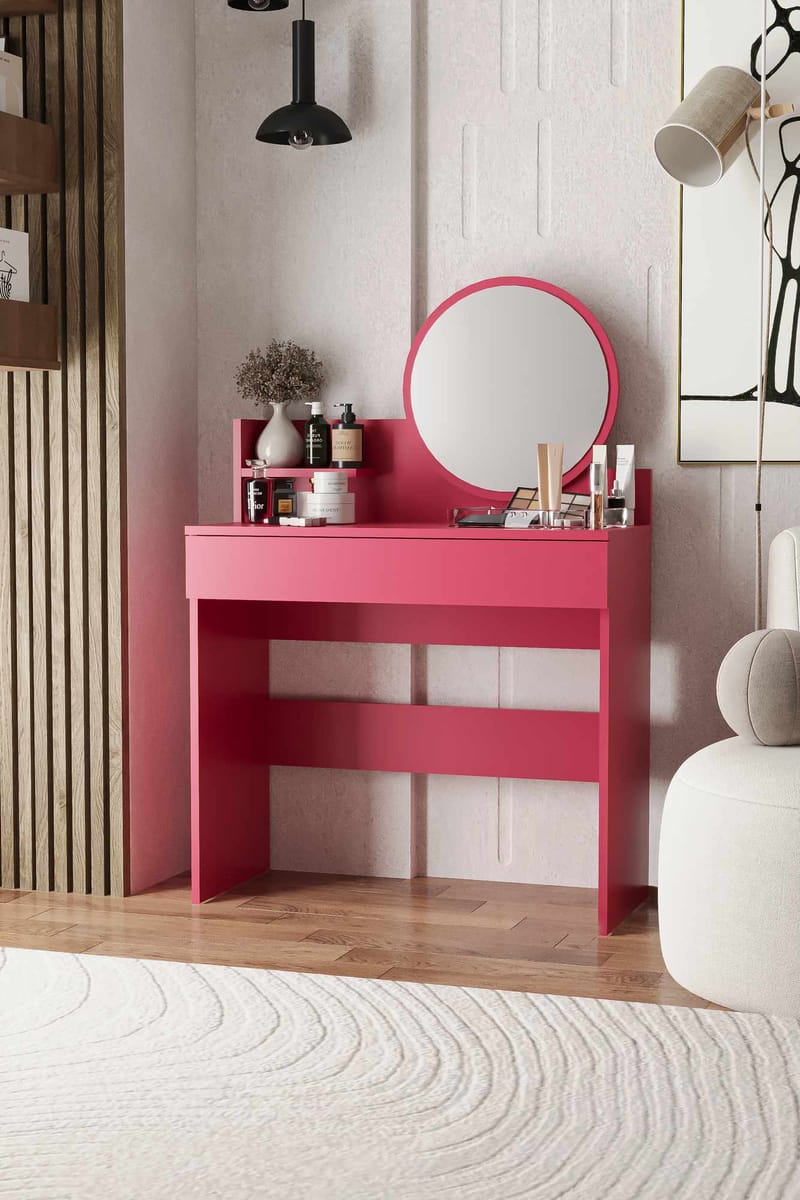 Fabrony Sminkbord med spegel 90 cm - Hallon - Möbler - Bord