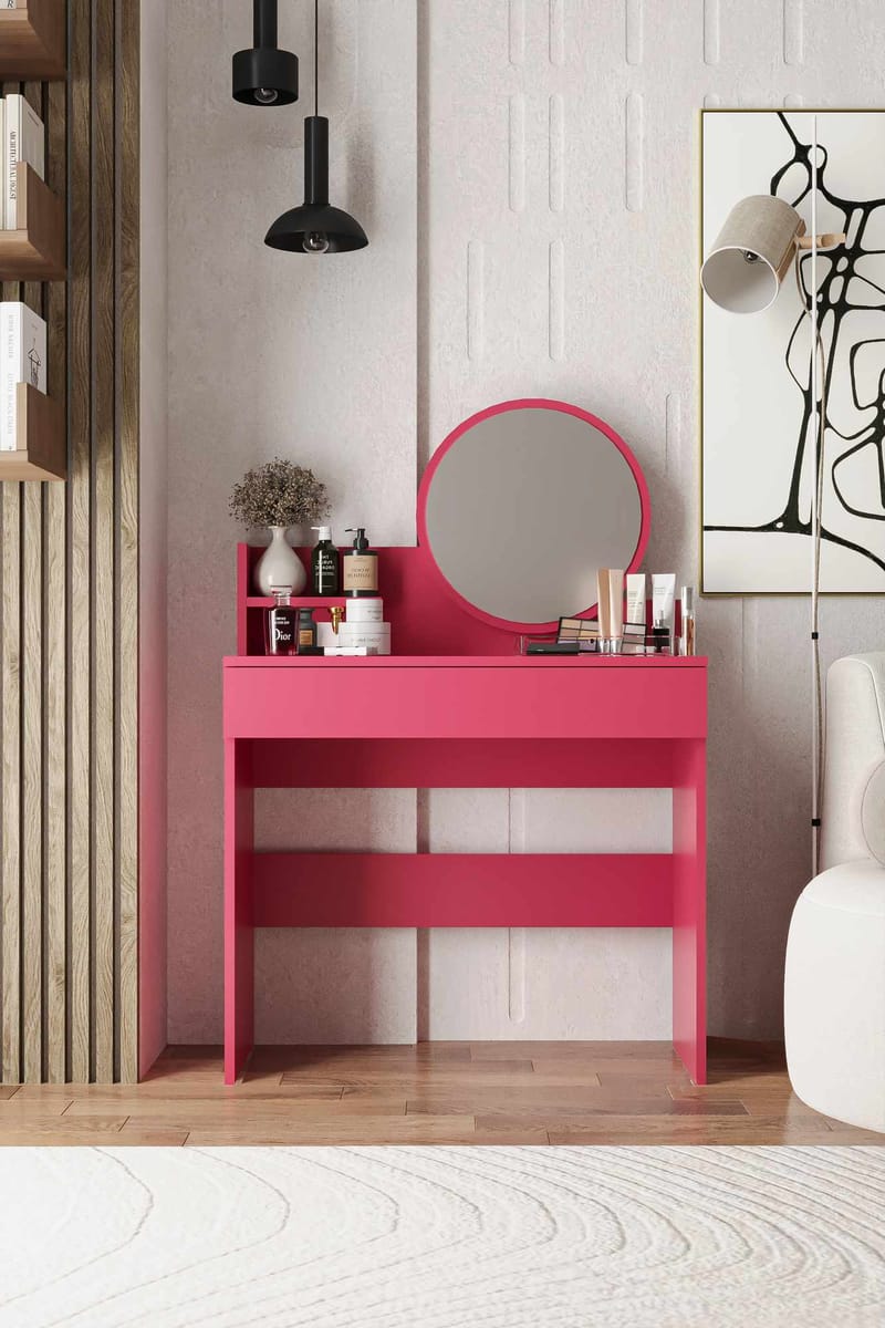 Fabrony Sminkbord med spegel 90 cm - Hallon - Möbler - Bord