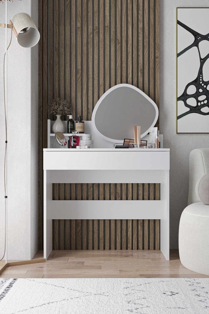 Fabrony Sminkbord med spegel 90 cm - Vit - Möbler - Bord