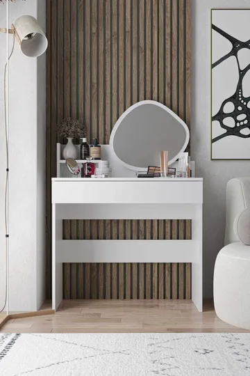 Fabrony Sminkbord med spegel 90 cm - Vit - Möbler - Bord