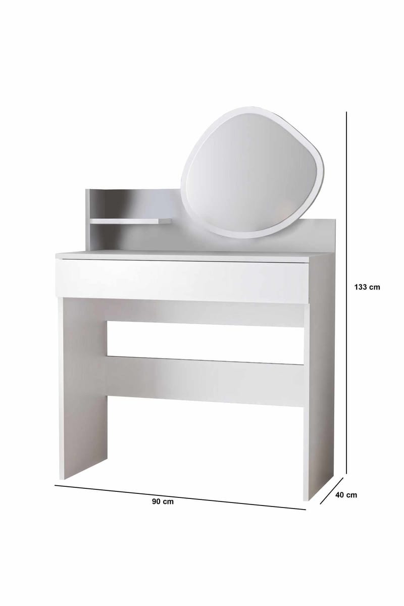 Fabrony Sminkbord med spegel 90 cm - Vit - Möbler - Bord