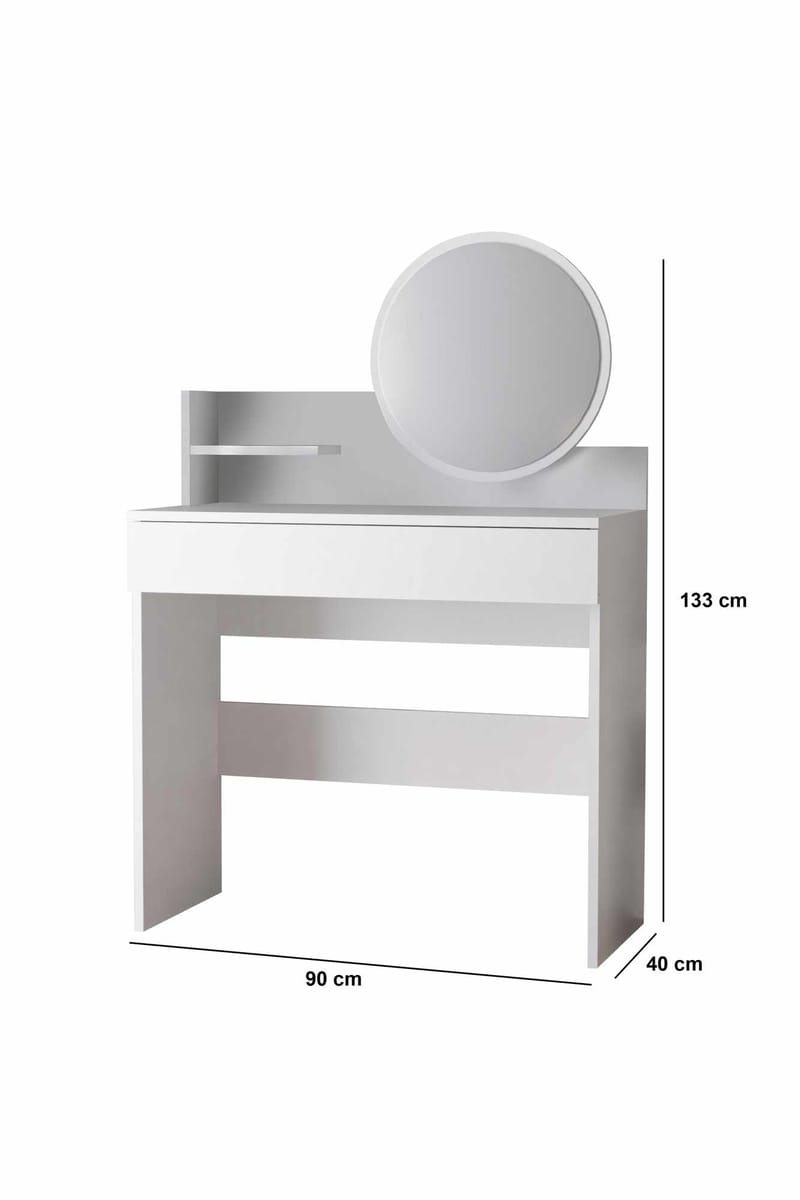 Fabrony Sminkbord med spegel 90 cm - Vit - Möbler - Bord