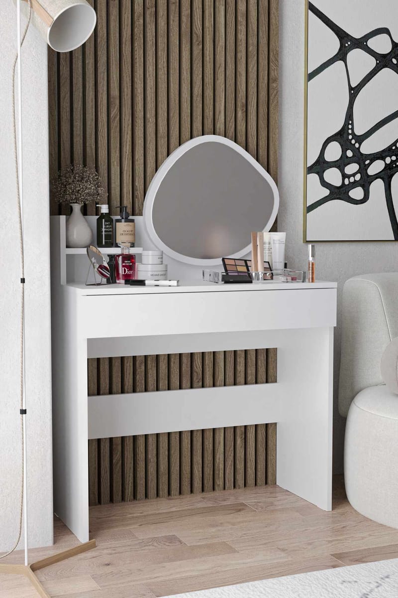 Fabrony Sminkbord med spegel 90 cm - Vit - Möbler - Bord