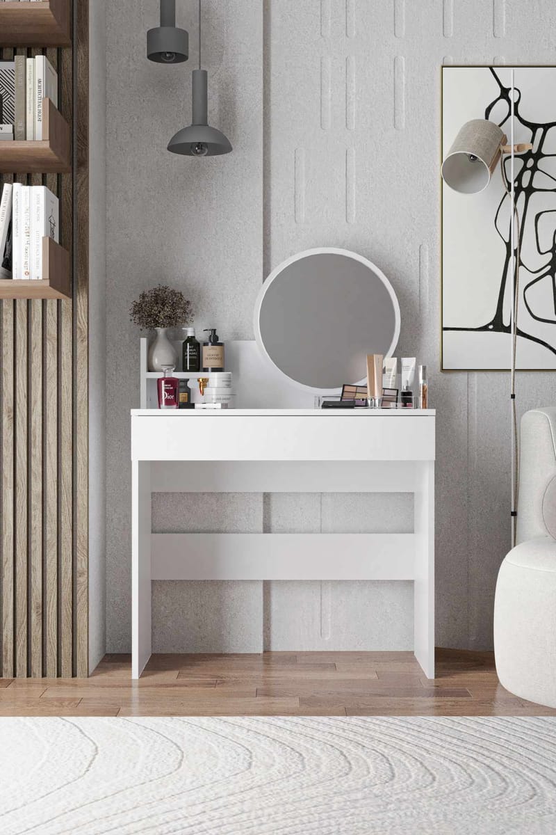 Fabrony Sminkbord med spegel 90 cm - Vit - Möbler - Bord
