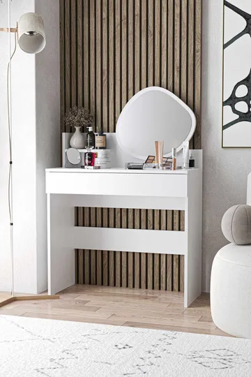 Fabrony Sminkbord med spegel 90 cm - Vit - Möbler - Bord
