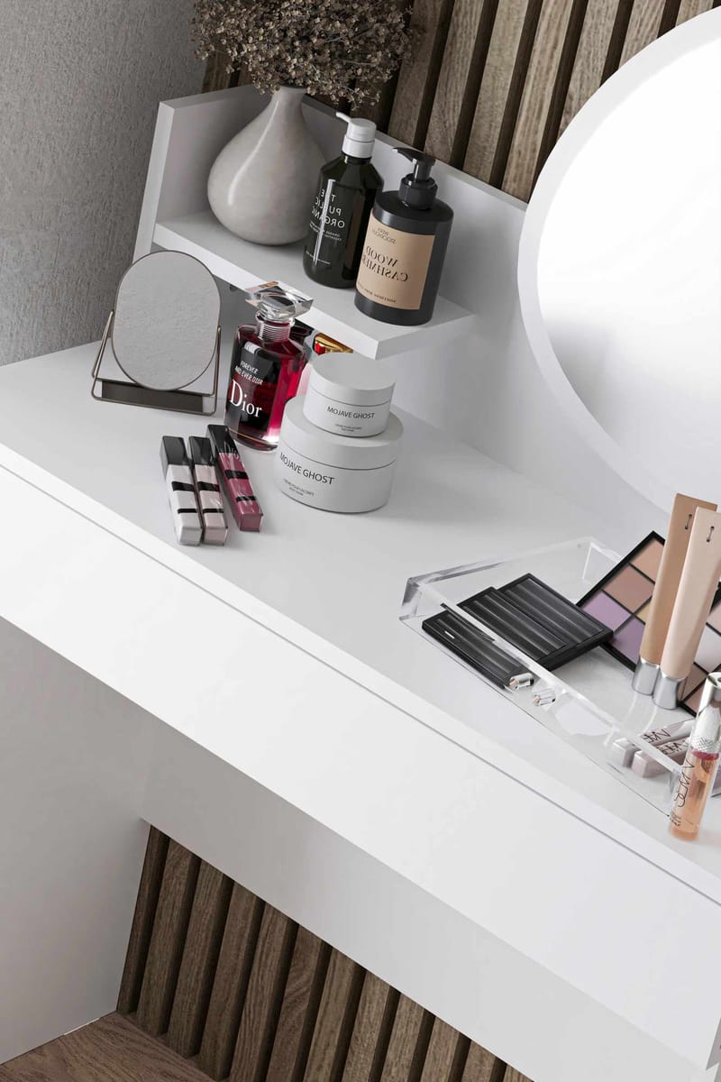 Fabrony Sminkbord med spegel 90 cm - Vit - Möbler - Bord