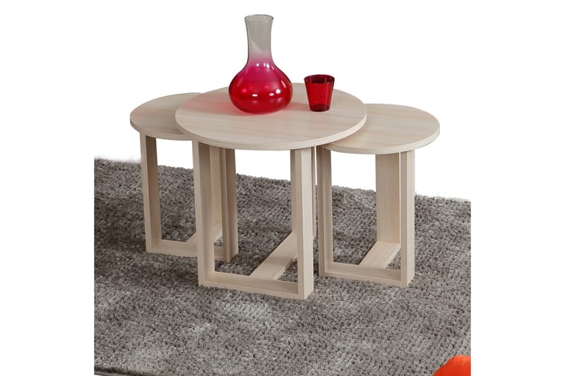 Falan Satsbord 52 cm Runt 3 Bord - Beige - Möbler - Bord