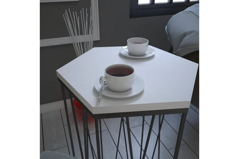 Falan Sidobord 40 cm Hexagon - Vit/Svart - Möbler - Bord