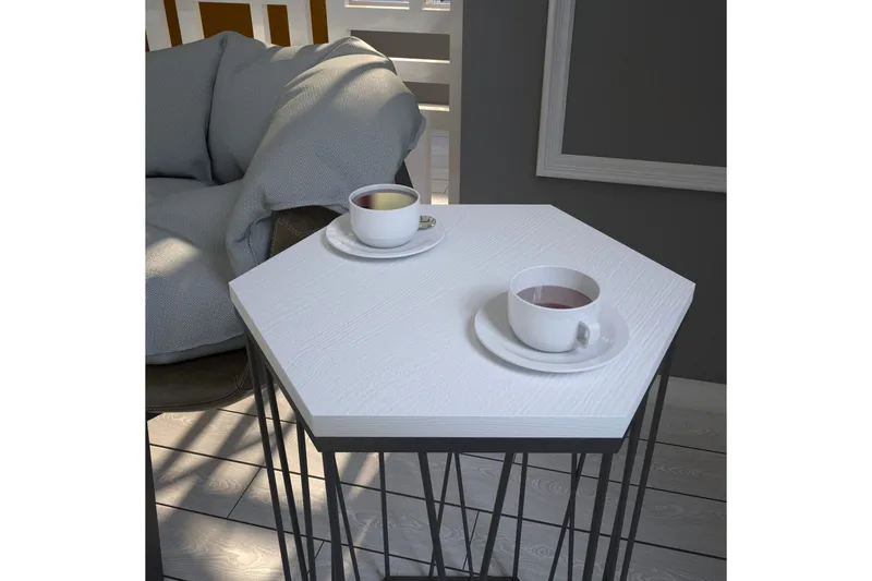 Falan Sidobord 40 cm Hexagon - Vit/Svart - Möbler - Bord