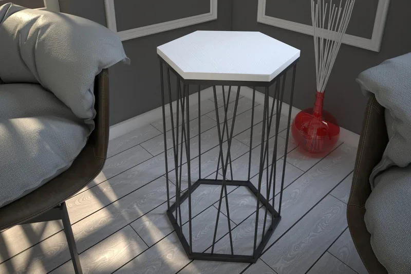 Falan Sidobord 40 cm Hexagon - Vit/Svart - Möbler - Bord