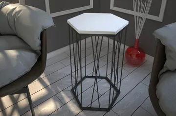Falan Sidobord 40 cm Hexagon - Vit/Svart - Möbler - Bord