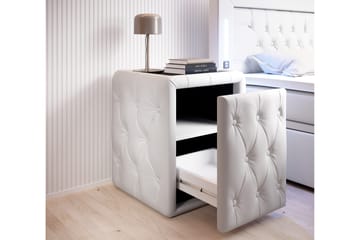 Franco Sängbord 58 cm med Förvaring Låda - Vit Konstläder - Möbler - Bord