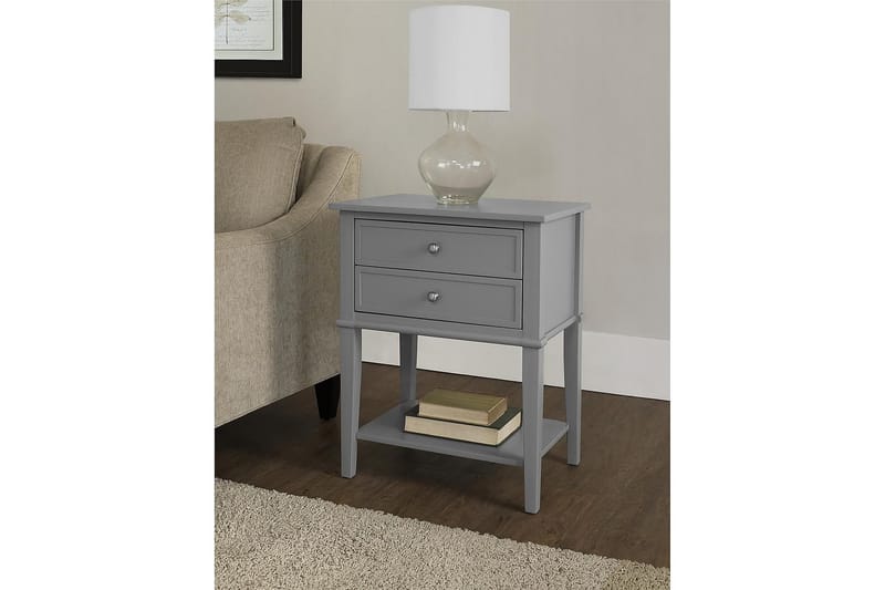 FRANKLIN Sidobord 56 cm 2 Lådor Grå - Dorel Home - Möbler - Bord