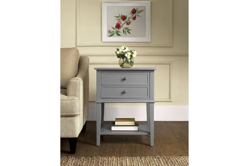 Franklin Sidobord 56 cm 2 Lådor Grå - Dorel Home - Möbler - Bord
