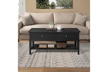 Franklin Soffbord 105 cm med Förvaring Hylla + 2 Lådor Svart - Dorel Home - Möbler - Bord
