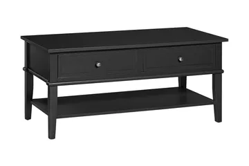 Franklin Soffbord 105 cm med Förvaring Hylla + 2 Lådor Svart - Dorel Home - Möbler - Bord