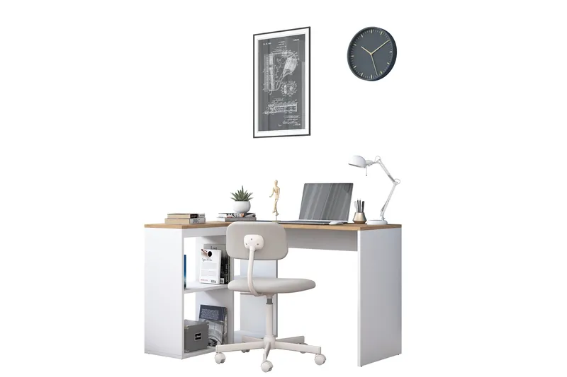 Freal Skrivbord 4 Hyllor 120 cm - Natur/Vit - Möbler - Bord