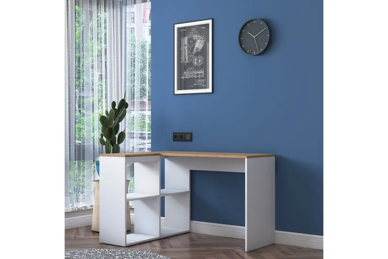 Freal Skrivbord 4 Hyllor 120 cm - Natur/Vit - Möbler - Bord