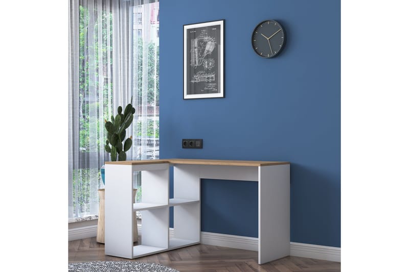 Freal Skrivbord 4 Hyllor 120 cm - Natur/Vit - Möbler - Bord