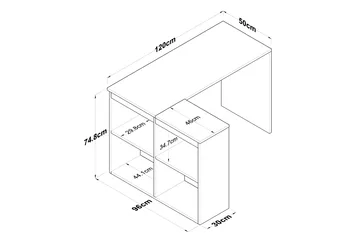 Freal Skrivbord 4 Hyllor 120 cm - Natur/Vit - Möbler - Bord
