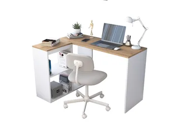 Freal Skrivbord 4 Hyllor 120 cm - Natur/Vit - Möbler - Bord