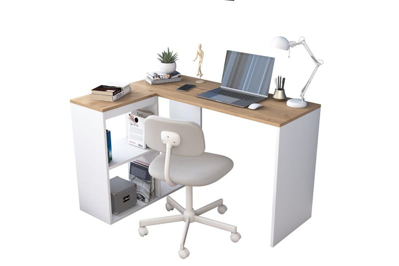 Freal Skrivbord 4 Hyllor 120 cm - Natur/Vit - Möbler - Bord