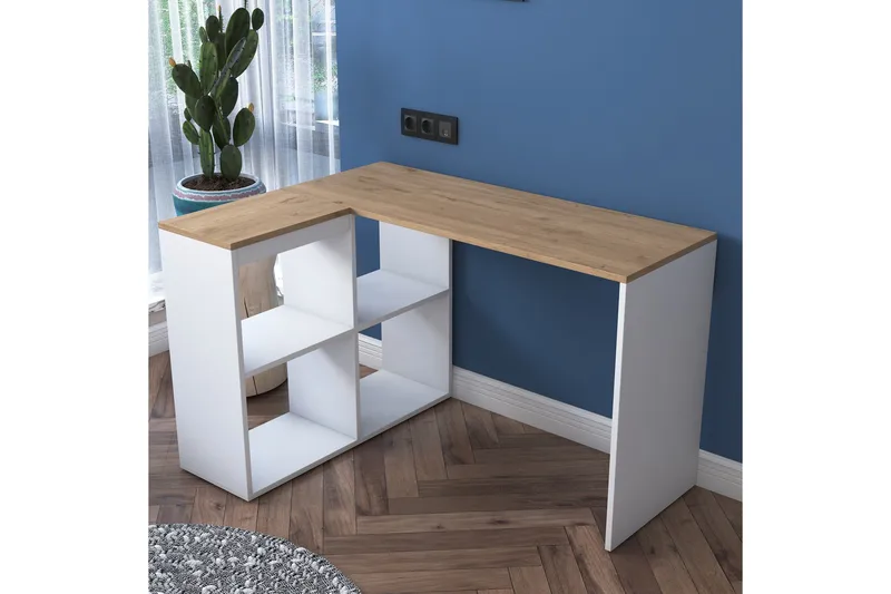 Freal Skrivbord 4 Hyllor 120 cm - Natur/Vit - Möbler - Bord