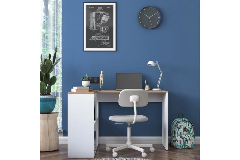 Freal Skrivbord 4 Hyllor 120 cm - Natur/Vit - Möbler - Bord