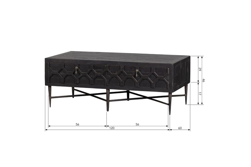 FREDERIX Soffbord 120 cm Svart - Möbler - Bord