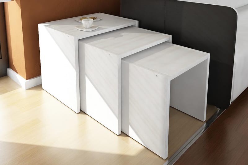 FREDIA Satsbord 44 cm 3 Bord Vit - Vit - Möbler - Bord