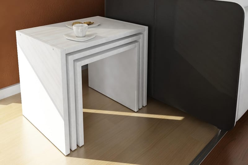 FREDIA Satsbord 44 cm 3 Bord Vit - Vit - Möbler - Bord