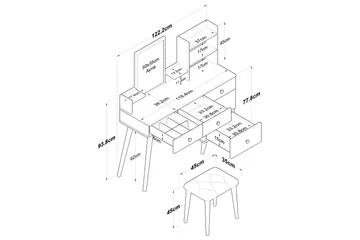 Fynnian Sminkbord 122,2 cm - Vit - Möbler - Bord