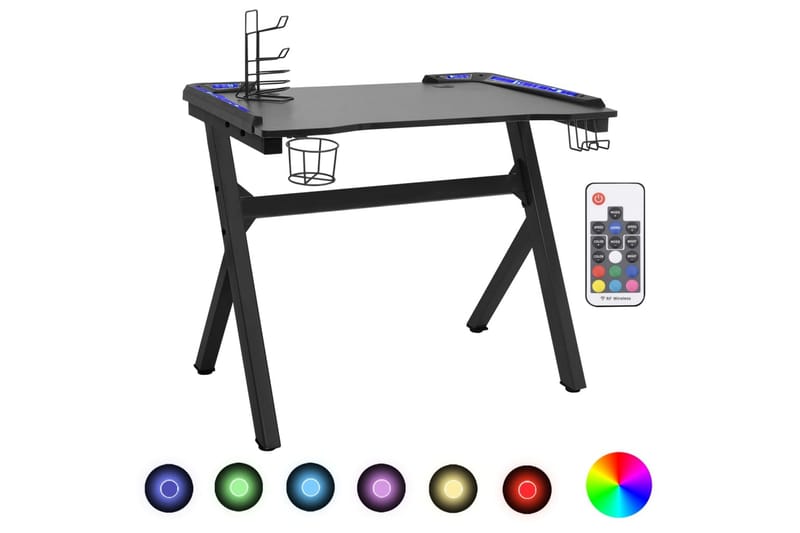 Gamingskrivbord LED med Y-formade ben svart 90x60x75 cm - Svart - Möbler - Bord