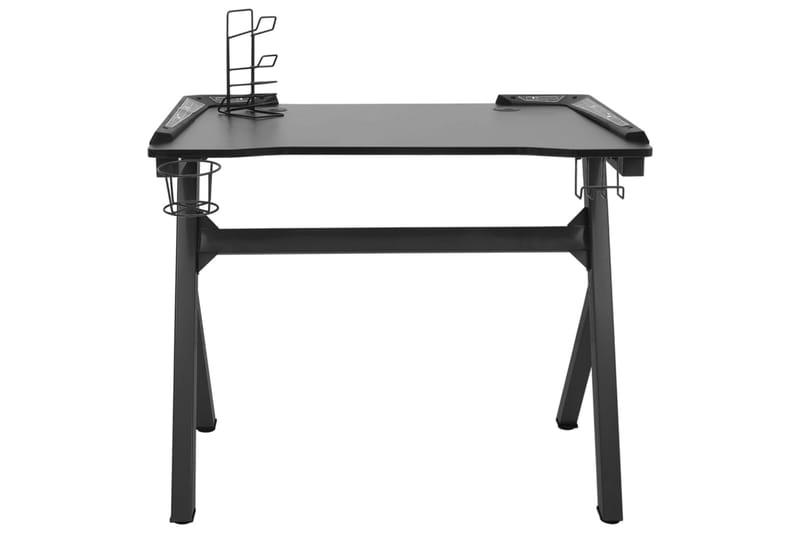 Gamingskrivbord LED med Y-formade ben svart 90x60x75 cm - Svart - Möbler - Bord