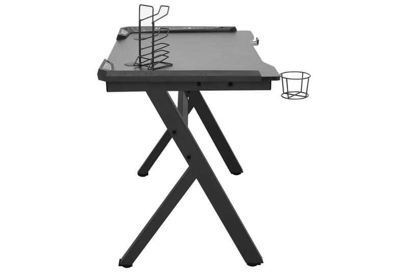 Gamingskrivbord LED med Y-formade ben svart 90x60x75 cm - Svart - Möbler - Bord