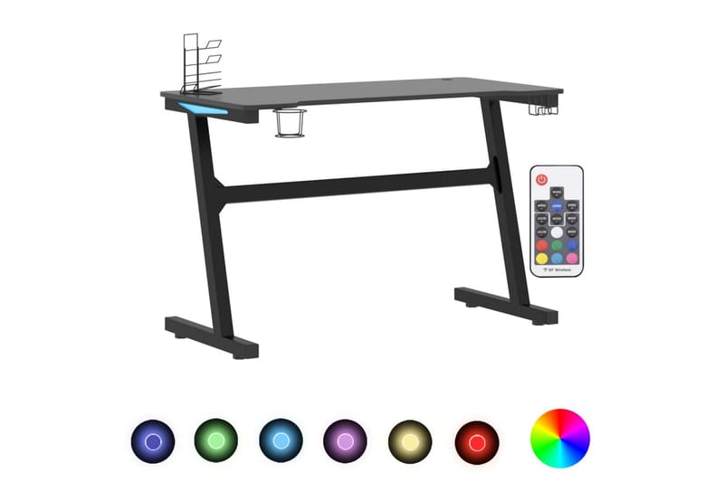 Gamingskrivbord LED med Z-formade ben svart 110x60x75 cm - Svart - Möbler - Bord