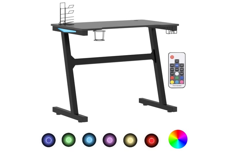 Gamingskrivbord LED med Z-formade ben svart 90x60x75 cm - Svart - Möbler - Bord